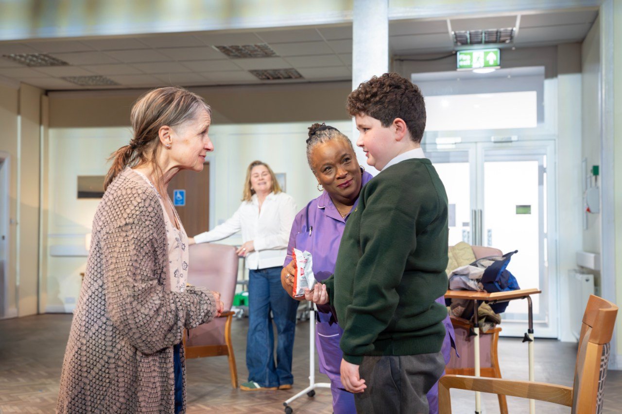Hayley-Carmichael-Llewella-Gideon-and-Charlie-Webb-in-CARE-at-the-Young-Vic-credit-Johan-Persson Hayley-Carmichael-Llewella-Gideon-and-Charlie-Webb-in-CARE-at-the-Young-Vic-credit-Johan-Persson