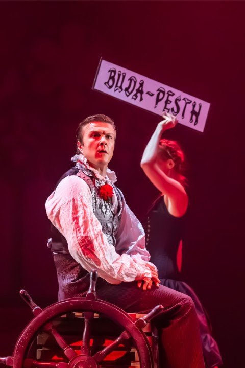 Jack Myers and Phoebe Naughton in Dracula — photo by Marc Brenner Jack Myers and Phoebe Naughton in Dracula — photo by Marc Brenner