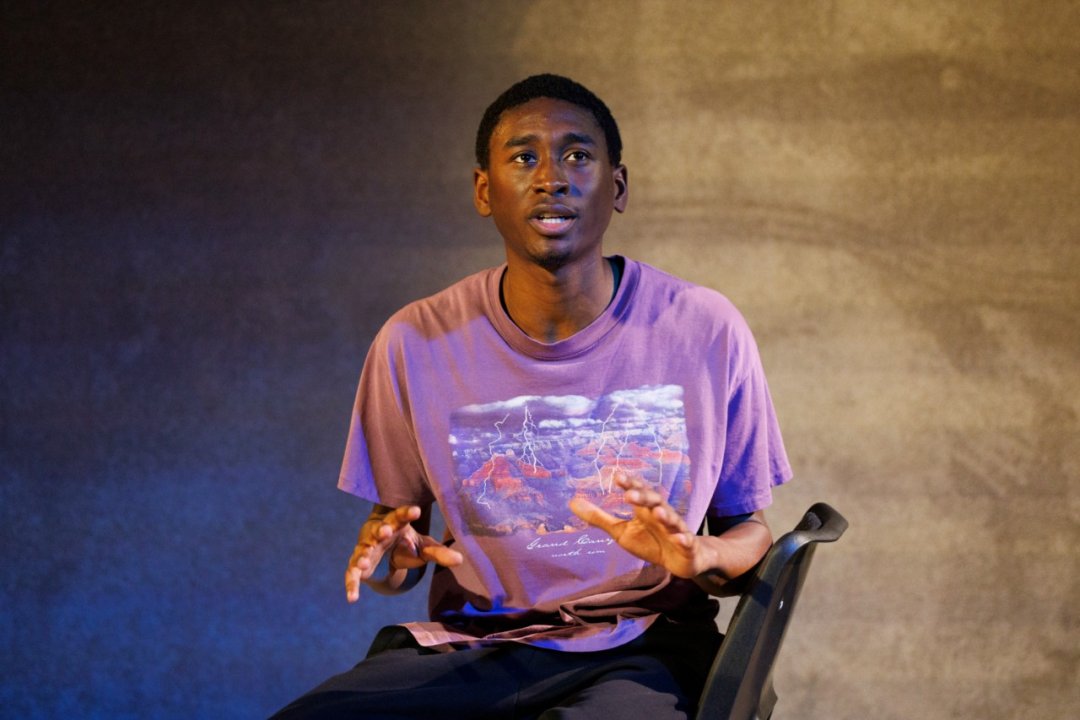 Tienne Simon as Malachi in Dreaming and Drowning at Bush Theatre. Photo Ellie Kurttz Tienne Simon as Malachi in Dreaming and Drowning at Bush Theatre. Photo Ellie Kurttz