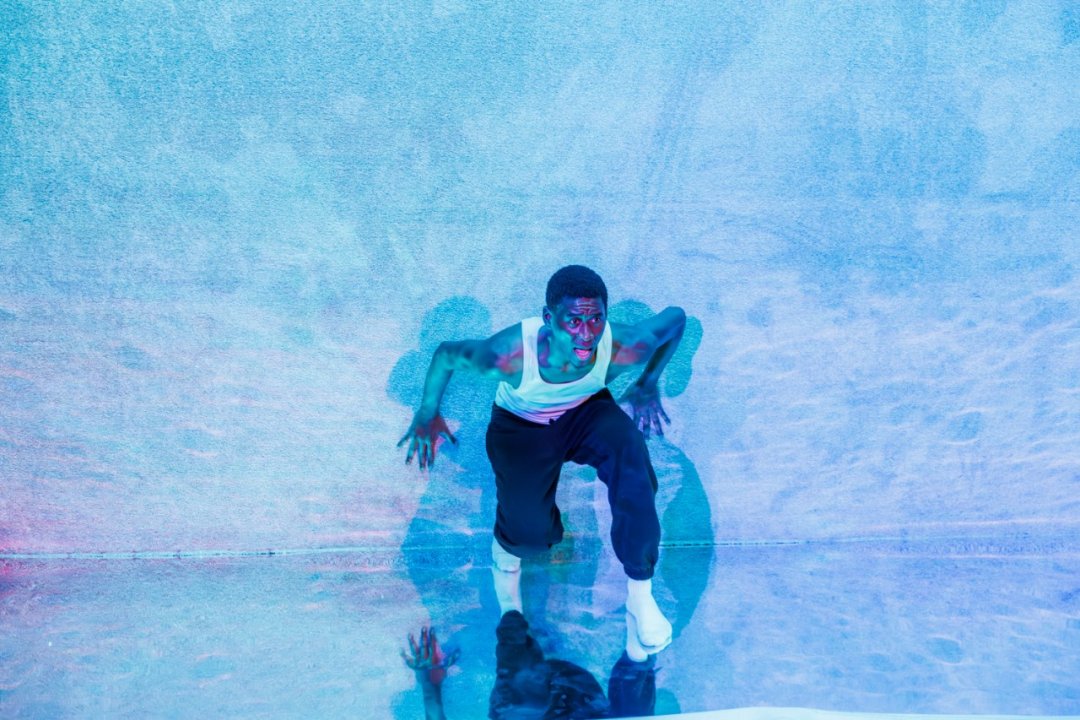Tienne Simon as Malachi in Dreaming and Drowning at Bush Theatre. Photo Ellie Kurttz Tienne Simon as Malachi in Dreaming and Drowning at Bush Theatre. Photo Ellie Kurttz