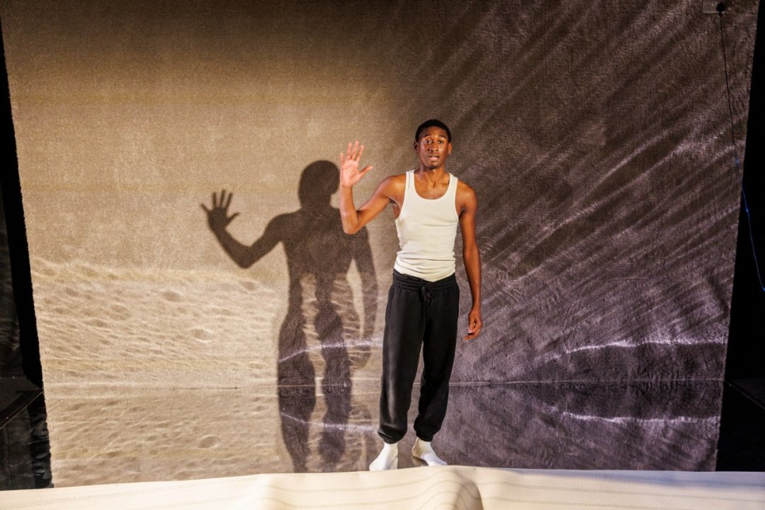 Tienne Simon as Malachi in Dreaming and Drowning at Bush Theatre. Photo Ellie Kurttz Tienne Simon as Malachi in Dreaming and Drowning at Bush Theatre. Photo Ellie Kurttz