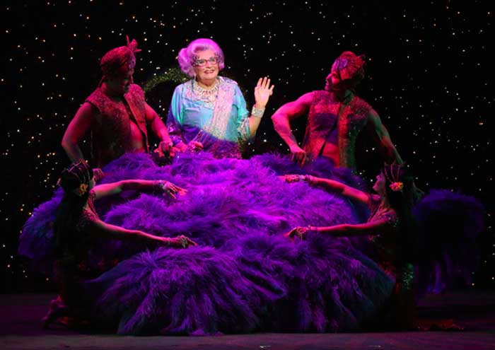 Barry Humphries’ Farewell Tour – Eat, Pray, Laugh! at the London Palladium starring Dame Edna Barry Humphries’ Farewell Tour – Eat, Pray, Laugh! at the London Palladium starring Dame Edna