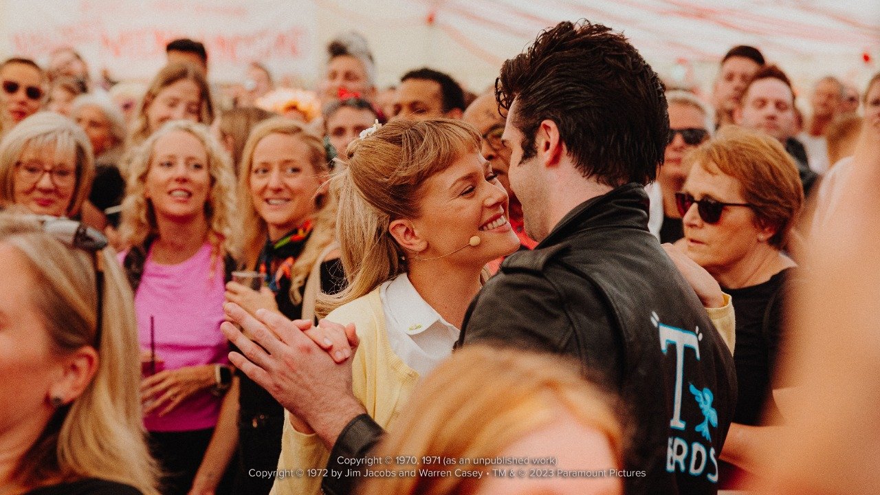 Danny-and-Sandy-Hand-jive. Grease The Live Experience Birmingham. Photo by Luke Dyson Danny-and-Sandy-Hand-jive. Grease The Live Experience Birmingham. Photo by Luke Dyson