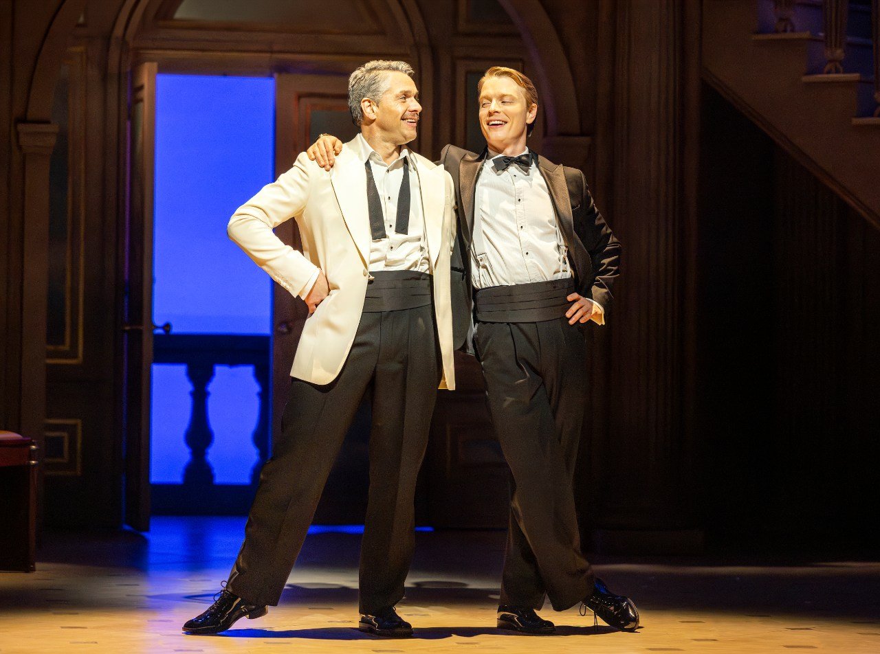 High Society - London. Photo by Pamela Raith. Julian Ovenden, Freddie Fox High Society - London. Photo by Pamela Raith. Julian Ovenden, Freddie Fox