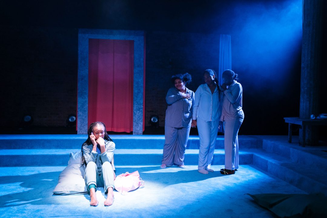 SLEEPOVA by Matilda Feyiṣayọ Ibini ;Production ;Cast: Shayde Sinclair, Aliyah Odoffin, Amber Grappy & Bukky Bakray ;Directed by Jade Lewis ;Set Design by Cara Evans ;Lighting Design by Elliot Griggs ;Sound Design by Xana ;Movement Director: Gabrielle Nimo ;Costume Supervisor: Imogen Brown ;Assistant Director (Placement): Apoorva Anagalli ;Casting by Jatinder Chera ;Composer: Romarna Campbell ;Bush Theatre ;London, UK ;23rd February 2023 ;Credit and copyright: Helen Murray www.helenmurrayphotos.com SLEEPOVA by Matilda Feyiṣayọ Ibini ;Production ;Cast: Shayde Sinclair, Aliyah Odoffin, Amber Grappy & Bukky Bakray ;Directed by Jade Lewis ;Set Design by Cara Evans ;Lighting Design by Elliot Griggs ;Sound Design by Xana ;Movement Director: Gabrielle Nimo ;Costume Supervisor: Imogen Brown ;Assistant Director (Placement): Apoorva Anagalli ;Casting by Jatinder Chera ;Composer: Romarna Campbell ;Bush Theatre ;London, UK ;23rd February 2023 ;Credit and copyright: Helen Murray www.helenmurrayphotos.com