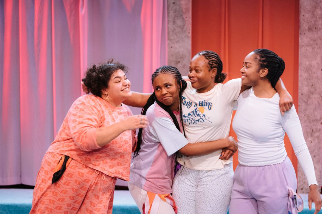 SLEEPOVA by Matilda Feyiṣayọ Ibini ;Production ;Cast: Shayde Sinclair, Aliyah Odoffin, Amber Grappy & Bukky Bakray ;Directed by Jade Lewis ;Set Design by Cara Evans ;Lighting Design by Elliot Griggs ;Sound Design by Xana ;Movement Director: Gabrielle Nimo ;Costume Supervisor: Imogen Brown ;Assistant Director (Placement): Apoorva Anagalli ;Casting by Jatinder Chera ;Composer: Romarna Campbell ;Bush Theatre ;London, UK ;23rd February 2023 ;Credit and copyright: Helen Murray www.helenmurrayphotos.com SLEEPOVA by Matilda Feyiṣayọ Ibini ;Production ;Cast: Shayde Sinclair, Aliyah Odoffin, Amber Grappy & Bukky Bakray ;Directed by Jade Lewis ;Set Design by Cara Evans ;Lighting Design by Elliot Griggs ;Sound Design by Xana ;Movement Director: Gabrielle Nimo ;Costume Supervisor: Imogen Brown ;Assistant Director (Placement): Apoorva Anagalli ;Casting by Jatinder Chera ;Composer: Romarna Campbell ;Bush Theatre ;London, UK ;23rd February 2023 ;Credit and copyright: Helen Murray www.helenmurrayphotos.com