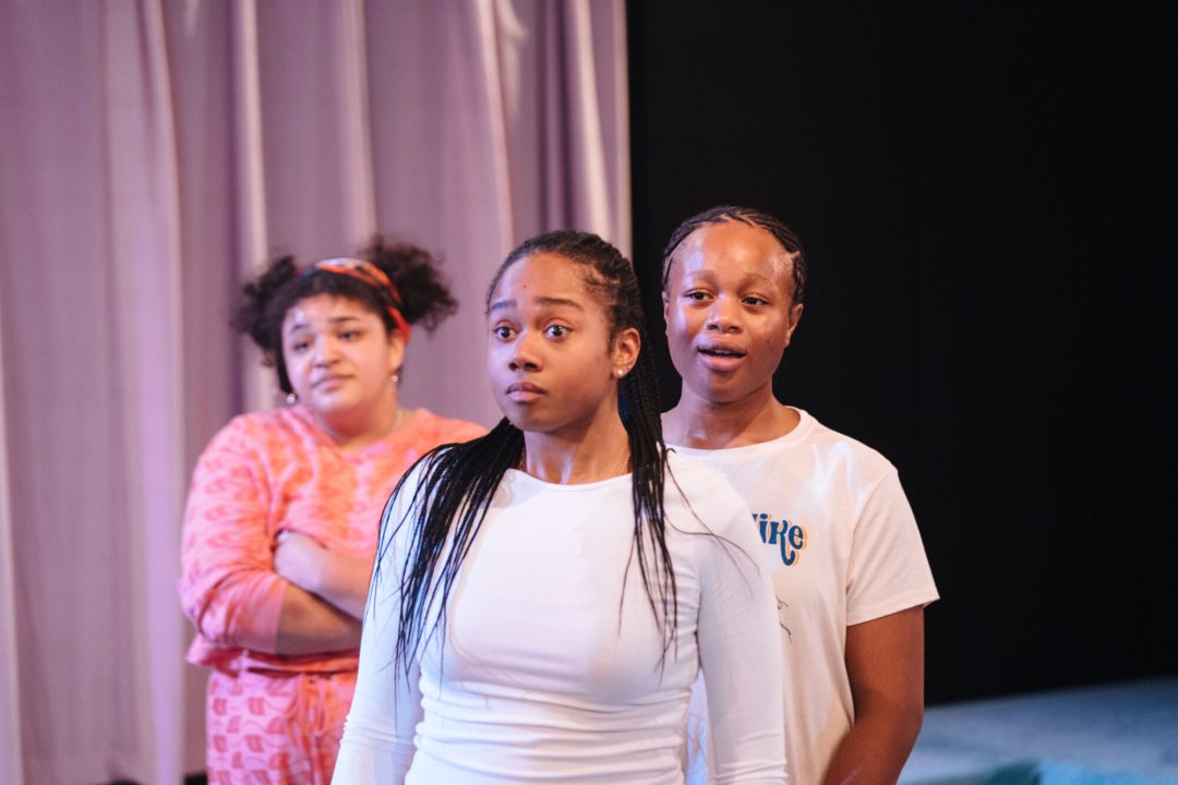 SLEEPOVA by Matilda Feyiṣayọ Ibini ;Production ;Cast: Shayde Sinclair, Aliyah Odoffin, Amber Grappy & Bukky Bakray ;Directed by Jade Lewis ;Set Design by Cara Evans ;Lighting Design by Elliot Griggs ;Sound Design by Xana ;Movement Director: Gabrielle Nimo ;Costume Supervisor: Imogen Brown ;Assistant Director (Placement): Apoorva Anagalli ;Casting by Jatinder Chera ;Composer: Romarna Campbell ;Bush Theatre ;London, UK ;23rd February 2023 ;Credit and copyright: Helen Murray www.helenmurrayphotos.com SLEEPOVA by Matilda Feyiṣayọ Ibini ;Production ;Cast: Shayde Sinclair, Aliyah Odoffin, Amber Grappy & Bukky Bakray ;Directed by Jade Lewis ;Set Design by Cara Evans ;Lighting Design by Elliot Griggs ;Sound Design by Xana ;Movement Director: Gabrielle Nimo ;Costume Supervisor: Imogen Brown ;Assistant Director (Placement): Apoorva Anagalli ;Casting by Jatinder Chera ;Composer: Romarna Campbell ;Bush Theatre ;London, UK ;23rd February 2023 ;Credit and copyright: Helen Murray www.helenmurrayphotos.com