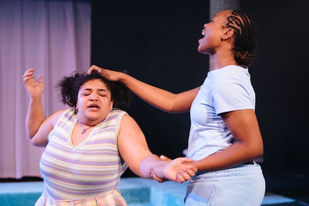 SLEEPOVA by Matilda Feyiṣayọ Ibini ;Production ;Cast: Shayde Sinclair, Aliyah Odoffin, Amber Grappy & Bukky Bakray ;Directed by Jade Lewis ;Set Design by Cara Evans ;Lighting Design by Elliot Griggs ;Sound Design by Xana ;Movement Director: Gabrielle Nimo ;Costume Supervisor: Imogen Brown ;Assistant Director (Placement): Apoorva Anagalli ;Casting by Jatinder Chera ;Composer: Romarna Campbell ;Bush Theatre ;London, UK ;23rd February 2023 ;Credit and copyright: Helen Murray www.helenmurrayphotos.com SLEEPOVA by Matilda Feyiṣayọ Ibini ;Production ;Cast: Shayde Sinclair, Aliyah Odoffin, Amber Grappy & Bukky Bakray ;Directed by Jade Lewis ;Set Design by Cara Evans ;Lighting Design by Elliot Griggs ;Sound Design by Xana ;Movement Director: Gabrielle Nimo ;Costume Supervisor: Imogen Brown ;Assistant Director (Placement): Apoorva Anagalli ;Casting by Jatinder Chera ;Composer: Romarna Campbell ;Bush Theatre ;London, UK ;23rd February 2023 ;Credit and copyright: Helen Murray www.helenmurrayphotos.com