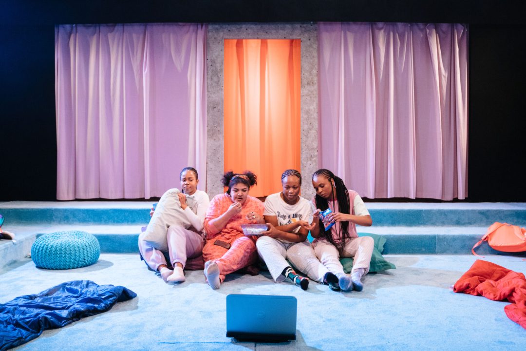 SLEEPOVA by Matilda Feyiṣayọ Ibini ;Production ;Cast: Shayde Sinclair, Aliyah Odoffin, Amber Grappy & Bukky Bakray ;Directed by Jade Lewis ;Set Design by Cara Evans ;Lighting Design by Elliot Griggs ;Sound Design by Xana ;Movement Director: Gabrielle Nimo ;Costume Supervisor: Imogen Brown ;Assistant Director (Placement): Apoorva Anagalli ;Casting by Jatinder Chera ;Composer: Romarna Campbell ;Bush Theatre ;London, UK ;23rd February 2023 ;Credit and copyright: Helen Murray www.helenmurrayphotos.com SLEEPOVA by Matilda Feyiṣayọ Ibini ;Production ;Cast: Shayde Sinclair, Aliyah Odoffin, Amber Grappy & Bukky Bakray ;Directed by Jade Lewis ;Set Design by Cara Evans ;Lighting Design by Elliot Griggs ;Sound Design by Xana ;Movement Director: Gabrielle Nimo ;Costume Supervisor: Imogen Brown ;Assistant Director (Placement): Apoorva Anagalli ;Casting by Jatinder Chera ;Composer: Romarna Campbell ;Bush Theatre ;London, UK ;23rd February 2023 ;Credit and copyright: Helen Murray www.helenmurrayphotos.com