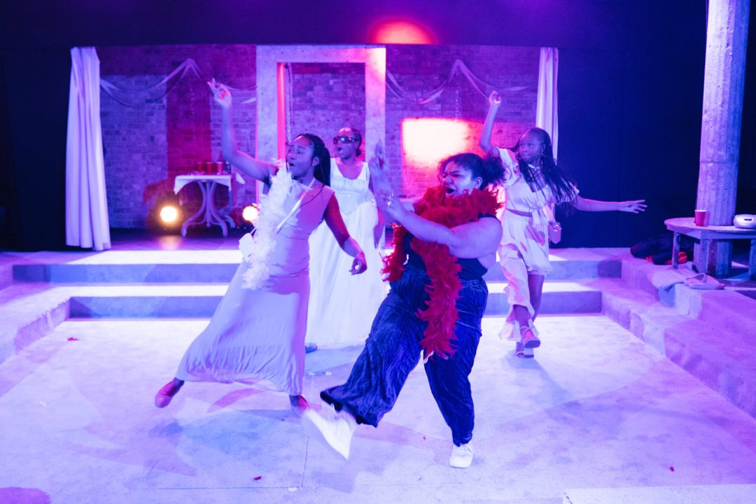 SLEEPOVA by Matilda Feyiṣayọ Ibini ;Production ;Cast: Shayde Sinclair, Aliyah Odoffin, Amber Grappy & Bukky Bakray ;Directed by Jade Lewis ;Set Design by Cara Evans ;Lighting Design by Elliot Griggs ;Sound Design by Xana ;Movement Director: Gabrielle Nimo ;Costume Supervisor: Imogen Brown ;Assistant Director (Placement): Apoorva Anagalli ;Casting by Jatinder Chera ;Composer: Romarna Campbell ;Bush Theatre ;London, UK ;23rd February 2023 ;Credit and copyright: Helen Murray www.helenmurrayphotos.com SLEEPOVA by Matilda Feyiṣayọ Ibini ;Production ;Cast: Shayde Sinclair, Aliyah Odoffin, Amber Grappy & Bukky Bakray ;Directed by Jade Lewis ;Set Design by Cara Evans ;Lighting Design by Elliot Griggs ;Sound Design by Xana ;Movement Director: Gabrielle Nimo ;Costume Supervisor: Imogen Brown ;Assistant Director (Placement): Apoorva Anagalli ;Casting by Jatinder Chera ;Composer: Romarna Campbell ;Bush Theatre ;London, UK ;23rd February 2023 ;Credit and copyright: Helen Murray www.helenmurrayphotos.com