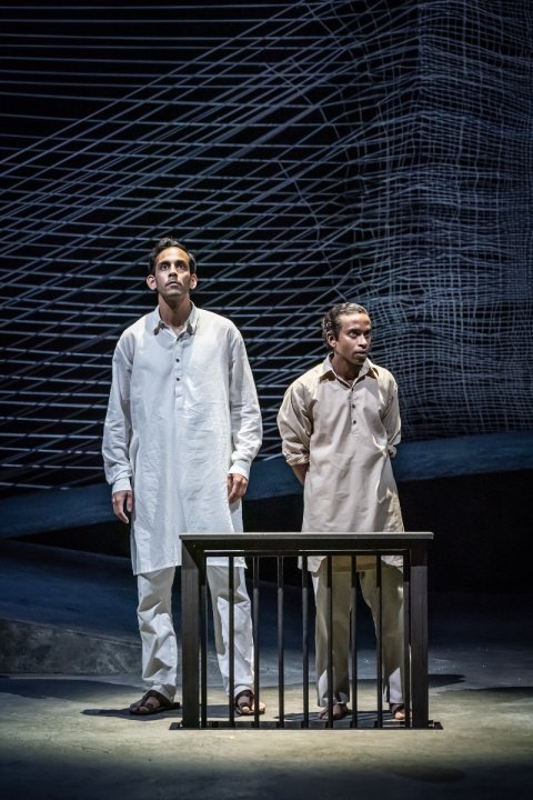Sid-Sagar-Narayan-Apte-and-Hiran-Abeysekera-Nathuram-Godse-in-The-Father-and-the-Assassin-at-the-National-Theatre-2023.-Credits-Marc-Brenner Sid-Sagar-Narayan-Apte-and-Hiran-Abeysekera-Nathuram-Godse-in-The-Father-and-the-Assassin-at-the-National-Theatre-2023.-Credits-Marc-Brenner