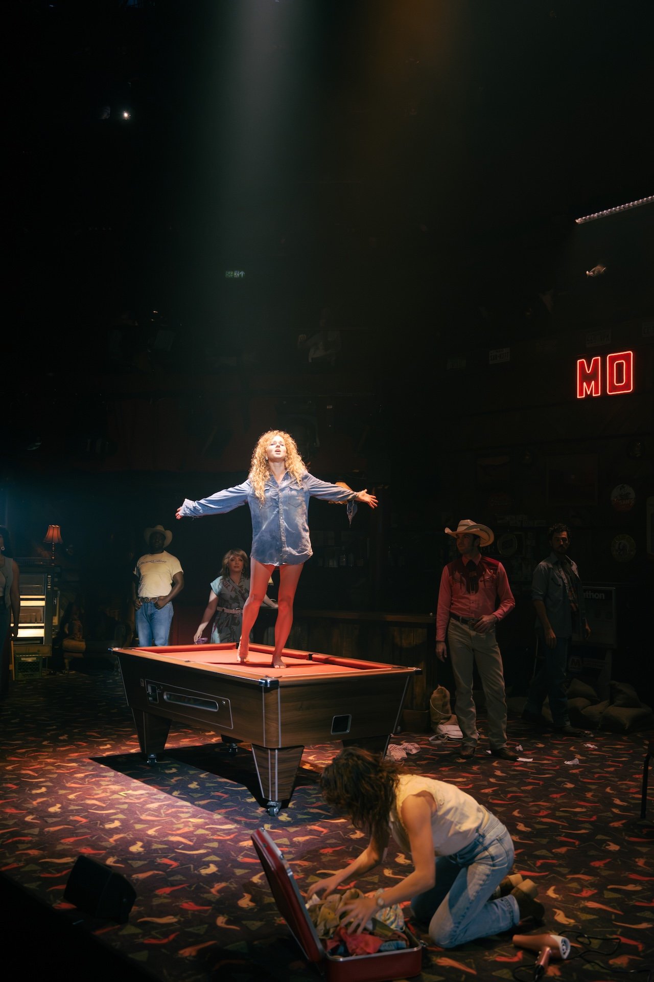 Thelma & Louise by Callie Khouri;
Production Photography;
Cast: Rachel Tucker, Amy Lennox, Jordan Luke Gage, Trevor Dion Nicholas, Samuel Edwards, Alex Gibson-Giorgio, Tamlyn Henderson, Letitia Hector;
Book by Callie Khouri;
Music & Lyrics by Neko Case;
Directed by Trip Cullman;
Choreography by Bobbi Jene Smith and Or Schraiber;
Musical Supervisor Kimberly Grigsby;
Scenography by Christine Jones and Brett J. Banakis;
Costume Design by Ryan Dawson Laight;
Lighting Design by Natasha Chivers;
Sound Design by Gareth Owen;
Orchestrator & Arranger John Clancy;
Music Director Ed Bussey;
Additional Music by Carl Newman, Paul Rigby and Zoe Sarnak;
Creative Producer Mandy Greenfield;
Creative Consultant Imogen Brodie;
Casting Director Stuart Burt CDG CSA;
Casting Associate Peter Noden;
Wigs, Hair and Make-Up Design by Carole Hancock;
Fight Director Kev McCurdy;
Voice & Dialect Coach Danièle Lydon;
Armourer Bare Arms;
Costume Supervisor Zoë Thomas-Webb;
Props Supervisor Mary Halliday;
Keyboard Programming by Billy Jay Stein and Hiro Iida for Strange Cranium;
Copyist J&J Music Preparation;
Associate Director Chelsea Walker;
Associate Choreographer Lily Ockwell;
Associate Designer Matthew Buttrey;
Associate Lighting Designer Stacey O'Shea;
Associate Sound Designer Rob Jones;
Jerwood Assistant Director Francesca Murray-Fuentes;
Music Producer Jeff Galegher;
Orchestra Manager Sylvia Addison;
US General Managers RCI Theatricals;
Production Managers Gary Beestone and Oli Bagwell Purefoy;
Company Stage Manager Matt Elesmore;
Deputy Stage Manager Hannah Halden;
Assistant Stage Manager (Book Cover) Frances Howell;
Assistant Stage Manager Jasmine Smith;
Young Vic, London, UK;
3 September 2026;
Photo: Helen Murray Thelma & Louise by Callie Khouri;
Production Photography;
Cast: Rachel Tucker, Amy Lennox, Jordan Luke Gage, Trevor Dion Nicholas, Samuel Edwards, Alex Gibson-Giorgio, Tamlyn Henderson, Letitia Hector;
Book by Callie Khouri;
Music & Lyrics by Neko Case;
Directed by Trip Cullman;
Choreography by Bobbi Jene Smith and Or Schraiber;
Musical Supervisor Kimberly Grigsby;
Scenography by Christine Jones and Brett J. Banakis;
Costume Design by Ryan Dawson Laight;
Lighting Design by Natasha Chivers;
Sound Design by Gareth Owen;
Orchestrator & Arranger John Clancy;
Music Director Ed Bussey;
Additional Music by Carl Newman, Paul Rigby and Zoe Sarnak;
Creative Producer Mandy Greenfield;
Creative Consultant Imogen Brodie;
Casting Director Stuart Burt CDG CSA;
Casting Associate Peter Noden;
Wigs, Hair and Make-Up Design by Carole Hancock;
Fight Director Kev McCurdy;
Voice & Dialect Coach Danièle Lydon;
Armourer Bare Arms;
Costume Supervisor Zoë Thomas-Webb;
Props Supervisor Mary Halliday;
Keyboard Programming by Billy Jay Stein and Hiro Iida for Strange Cranium;
Copyist J&J Music Preparation;
Associate Director Chelsea Walker;
Associate Choreographer Lily Ockwell;
Associate Designer Matthew Buttrey;
Associate Lighting Designer Stacey O'Shea;
Associate Sound Designer Rob Jones;
Jerwood Assistant Director Francesca Murray-Fuentes;
Music Producer Jeff Galegher;
Orchestra Manager Sylvia Addison;
US General Managers RCI Theatricals;
Production Managers Gary Beestone and Oli Bagwell Purefoy;
Company Stage Manager Matt Elesmore;
Deputy Stage Manager Hannah Halden;
Assistant Stage Manager (Book Cover) Frances Howell;
Assistant Stage Manager Jasmine Smith;
Young Vic, London, UK;
3 September 2026;
Photo: Helen Murray