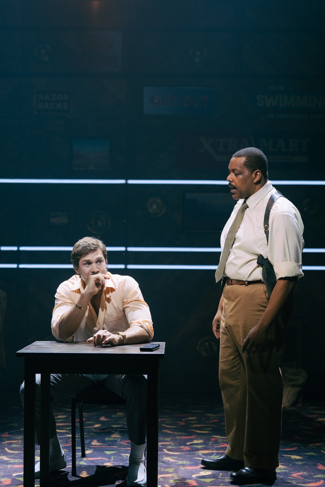 Thelma & Louise by Callie Khouri;
Production Photography;
Cast: Rachel Tucker, Amy Lennox, Jordan Luke Gage, Trevor Dion Nicholas, Samuel Edwards, Alex Gibson-Giorgio, Tamlyn Henderson, Letitia Hector;
Book by Callie Khouri;
Music & Lyrics by Neko Case;
Directed by Trip Cullman;
Choreography by Bobbi Jene Smith and Or Schraiber;
Musical Supervisor Kimberly Grigsby;
Scenography by Christine Jones and Brett J. Banakis;
Costume Design by Ryan Dawson Laight;
Lighting Design by Natasha Chivers;
Sound Design by Gareth Owen;
Orchestrator & Arranger John Clancy;
Music Director Ed Bussey;
Additional Music by Carl Newman, Paul Rigby and Zoe Sarnak;
Creative Producer Mandy Greenfield;
Creative Consultant Imogen Brodie;
Casting Director Stuart Burt CDG CSA;
Casting Associate Peter Noden;
Wigs, Hair and Make-Up Design by Carole Hancock;
Fight Director Kev McCurdy;
Voice & Dialect Coach Danièle Lydon;
Armourer Bare Arms;
Costume Supervisor Zoë Thomas-Webb;
Props Supervisor Mary Halliday;
Keyboard Programming by Billy Jay Stein and Hiro Iida for Strange Cranium;
Copyist J&J Music Preparation;
Associate Director Chelsea Walker;
Associate Choreographer Lily Ockwell;
Associate Designer Matthew Buttrey;
Associate Lighting Designer Stacey O'Shea;
Associate Sound Designer Rob Jones;
Jerwood Assistant Director Francesca Murray-Fuentes;
Music Producer Jeff Galegher;
Orchestra Manager Sylvia Addison;
US General Managers RCI Theatricals;
Production Managers Gary Beestone and Oli Bagwell Purefoy;
Company Stage Manager Matt Elesmore;
Deputy Stage Manager Hannah Halden;
Assistant Stage Manager (Book Cover) Frances Howell;
Assistant Stage Manager Jasmine Smith;
Young Vic, London, UK;
3 September 2026;
Photo: Helen Murray Thelma & Louise by Callie Khouri;
Production Photography;
Cast: Rachel Tucker, Amy Lennox, Jordan Luke Gage, Trevor Dion Nicholas, Samuel Edwards, Alex Gibson-Giorgio, Tamlyn Henderson, Letitia Hector;
Book by Callie Khouri;
Music & Lyrics by Neko Case;
Directed by Trip Cullman;
Choreography by Bobbi Jene Smith and Or Schraiber;
Musical Supervisor Kimberly Grigsby;
Scenography by Christine Jones and Brett J. Banakis;
Costume Design by Ryan Dawson Laight;
Lighting Design by Natasha Chivers;
Sound Design by Gareth Owen;
Orchestrator & Arranger John Clancy;
Music Director Ed Bussey;
Additional Music by Carl Newman, Paul Rigby and Zoe Sarnak;
Creative Producer Mandy Greenfield;
Creative Consultant Imogen Brodie;
Casting Director Stuart Burt CDG CSA;
Casting Associate Peter Noden;
Wigs, Hair and Make-Up Design by Carole Hancock;
Fight Director Kev McCurdy;
Voice & Dialect Coach Danièle Lydon;
Armourer Bare Arms;
Costume Supervisor Zoë Thomas-Webb;
Props Supervisor Mary Halliday;
Keyboard Programming by Billy Jay Stein and Hiro Iida for Strange Cranium;
Copyist J&J Music Preparation;
Associate Director Chelsea Walker;
Associate Choreographer Lily Ockwell;
Associate Designer Matthew Buttrey;
Associate Lighting Designer Stacey O'Shea;
Associate Sound Designer Rob Jones;
Jerwood Assistant Director Francesca Murray-Fuentes;
Music Producer Jeff Galegher;
Orchestra Manager Sylvia Addison;
US General Managers RCI Theatricals;
Production Managers Gary Beestone and Oli Bagwell Purefoy;
Company Stage Manager Matt Elesmore;
Deputy Stage Manager Hannah Halden;
Assistant Stage Manager (Book Cover) Frances Howell;
Assistant Stage Manager Jasmine Smith;
Young Vic, London, UK;
3 September 2026;
Photo: Helen Murray