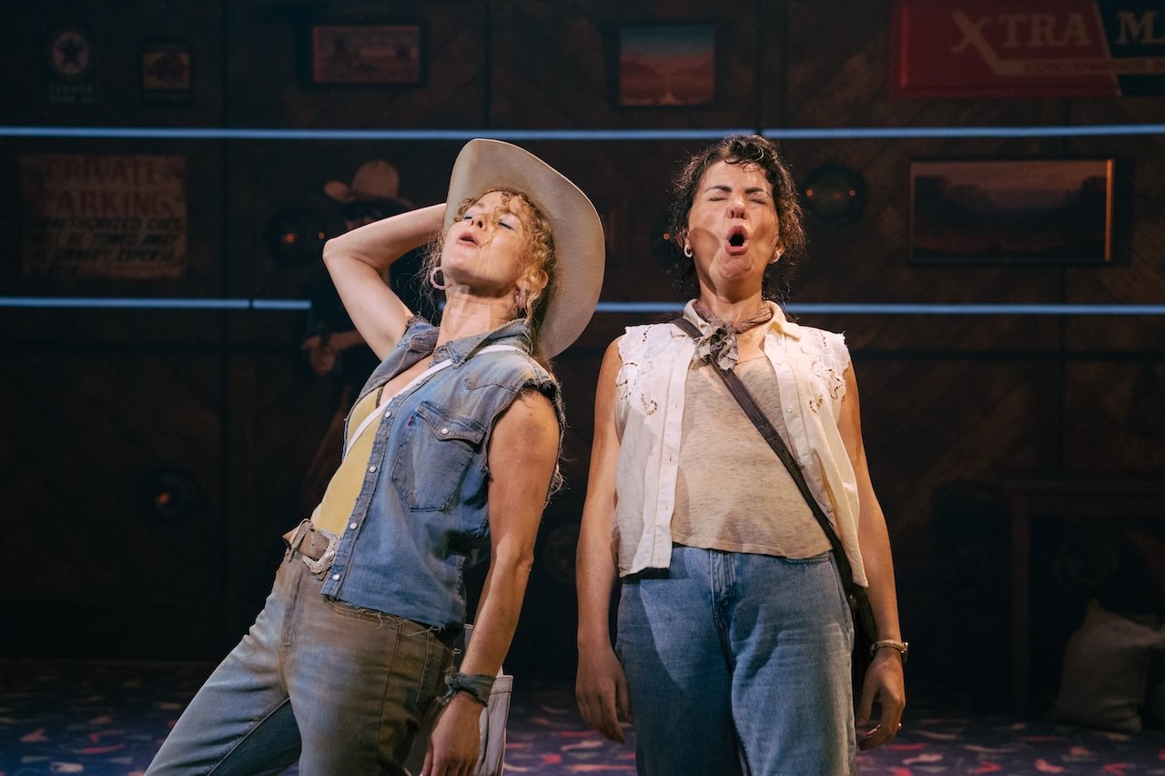 Thelma & Louise by Callie Khouri;
Production Photography;
Cast: Rachel Tucker, Amy Lennox, Jordan Luke Gage, Trevor Dion Nicholas, Samuel Edwards, Alex Gibson-Giorgio, Tamlyn Henderson, Letitia Hector;
Book by Callie Khouri;
Music & Lyrics by Neko Case;
Directed by Trip Cullman;
Choreography by Bobbi Jene Smith and Or Schraiber;
Musical Supervisor Kimberly Grigsby;
Scenography by Christine Jones and Brett J. Banakis;
Costume Design by Ryan Dawson Laight;
Lighting Design by Natasha Chivers;
Sound Design by Gareth Owen;
Orchestrator & Arranger John Clancy;
Music Director Ed Bussey;
Additional Music by Carl Newman, Paul Rigby and Zoe Sarnak;
Creative Producer Mandy Greenfield;
Creative Consultant Imogen Brodie;
Casting Director Stuart Burt CDG CSA;
Casting Associate Peter Noden;
Wigs, Hair and Make-Up Design by Carole Hancock;
Fight Director Kev McCurdy;
Voice & Dialect Coach Danièle Lydon;
Armourer Bare Arms;
Costume Supervisor Zoë Thomas-Webb;
Props Supervisor Mary Halliday;
Keyboard Programming by Billy Jay Stein and Hiro Iida for Strange Cranium;
Copyist J&J Music Preparation;
Associate Director Chelsea Walker;
Associate Choreographer Lily Ockwell;
Associate Designer Matthew Buttrey;
Associate Lighting Designer Stacey O'Shea;
Associate Sound Designer Rob Jones;
Jerwood Assistant Director Francesca Murray-Fuentes;
Music Producer Jeff Galegher;
Orchestra Manager Sylvia Addison;
US General Managers RCI Theatricals;
Production Managers Gary Beestone and Oli Bagwell Purefoy;
Company Stage Manager Matt Elesmore;
Deputy Stage Manager Hannah Halden;
Assistant Stage Manager (Book Cover) Frances Howell;
Assistant Stage Manager Jasmine Smith;
Young Vic, London, UK;
3 September 2026;
Photo: Helen Murray Thelma & Louise by Callie Khouri;
Production Photography;
Cast: Rachel Tucker, Amy Lennox, Jordan Luke Gage, Trevor Dion Nicholas, Samuel Edwards, Alex Gibson-Giorgio, Tamlyn Henderson, Letitia Hector;
Book by Callie Khouri;
Music & Lyrics by Neko Case;
Directed by Trip Cullman;
Choreography by Bobbi Jene Smith and Or Schraiber;
Musical Supervisor Kimberly Grigsby;
Scenography by Christine Jones and Brett J. Banakis;
Costume Design by Ryan Dawson Laight;
Lighting Design by Natasha Chivers;
Sound Design by Gareth Owen;
Orchestrator & Arranger John Clancy;
Music Director Ed Bussey;
Additional Music by Carl Newman, Paul Rigby and Zoe Sarnak;
Creative Producer Mandy Greenfield;
Creative Consultant Imogen Brodie;
Casting Director Stuart Burt CDG CSA;
Casting Associate Peter Noden;
Wigs, Hair and Make-Up Design by Carole Hancock;
Fight Director Kev McCurdy;
Voice & Dialect Coach Danièle Lydon;
Armourer Bare Arms;
Costume Supervisor Zoë Thomas-Webb;
Props Supervisor Mary Halliday;
Keyboard Programming by Billy Jay Stein and Hiro Iida for Strange Cranium;
Copyist J&J Music Preparation;
Associate Director Chelsea Walker;
Associate Choreographer Lily Ockwell;
Associate Designer Matthew Buttrey;
Associate Lighting Designer Stacey O'Shea;
Associate Sound Designer Rob Jones;
Jerwood Assistant Director Francesca Murray-Fuentes;
Music Producer Jeff Galegher;
Orchestra Manager Sylvia Addison;
US General Managers RCI Theatricals;
Production Managers Gary Beestone and Oli Bagwell Purefoy;
Company Stage Manager Matt Elesmore;
Deputy Stage Manager Hannah Halden;
Assistant Stage Manager (Book Cover) Frances Howell;
Assistant Stage Manager Jasmine Smith;
Young Vic, London, UK;
3 September 2026;
Photo: Helen Murray
