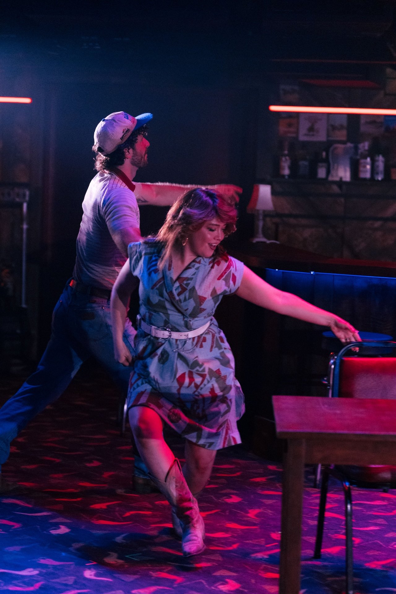 Thelma & Louise by Callie Khouri;
Production Photography;
Cast: Rachel Tucker, Amy Lennox, Jordan Luke Gage, Trevor Dion Nicholas, Samuel Edwards, Alex Gibson-Giorgio, Tamlyn Henderson, Letitia Hector;
Book by Callie Khouri;
Music & Lyrics by Neko Case;
Directed by Trip Cullman;
Choreography by Bobbi Jene Smith and Or Schraiber;
Musical Supervisor Kimberly Grigsby;
Scenography by Christine Jones and Brett J. Banakis;
Costume Design by Ryan Dawson Laight;
Lighting Design by Natasha Chivers;
Sound Design by Gareth Owen;
Orchestrator & Arranger John Clancy;
Music Director Ed Bussey;
Additional Music by Carl Newman, Paul Rigby and Zoe Sarnak;
Creative Producer Mandy Greenfield;
Creative Consultant Imogen Brodie;
Casting Director Stuart Burt CDG CSA;
Casting Associate Peter Noden;
Wigs, Hair and Make-Up Design by Carole Hancock;
Fight Director Kev McCurdy;
Voice & Dialect Coach Danièle Lydon;
Armourer Bare Arms;
Costume Supervisor Zoë Thomas-Webb;
Props Supervisor Mary Halliday;
Keyboard Programming by Billy Jay Stein and Hiro Iida for Strange Cranium;
Copyist J&J Music Preparation;
Associate Director Chelsea Walker;
Associate Choreographer Lily Ockwell;
Associate Designer Matthew Buttrey;
Associate Lighting Designer Stacey O'Shea;
Associate Sound Designer Rob Jones;
Jerwood Assistant Director Francesca Murray-Fuentes;
Music Producer Jeff Galegher;
Orchestra Manager Sylvia Addison;
US General Managers RCI Theatricals;
Production Managers Gary Beestone and Oli Bagwell Purefoy;
Company Stage Manager Matt Elesmore;
Deputy Stage Manager Hannah Halden;
Assistant Stage Manager (Book Cover) Frances Howell;
Assistant Stage Manager Jasmine Smith;
Young Vic, London, UK;
3 September 2026;
Photo: Helen Murray Thelma & Louise by Callie Khouri;
Production Photography;
Cast: Rachel Tucker, Amy Lennox, Jordan Luke Gage, Trevor Dion Nicholas, Samuel Edwards, Alex Gibson-Giorgio, Tamlyn Henderson, Letitia Hector;
Book by Callie Khouri;
Music & Lyrics by Neko Case;
Directed by Trip Cullman;
Choreography by Bobbi Jene Smith and Or Schraiber;
Musical Supervisor Kimberly Grigsby;
Scenography by Christine Jones and Brett J. Banakis;
Costume Design by Ryan Dawson Laight;
Lighting Design by Natasha Chivers;
Sound Design by Gareth Owen;
Orchestrator & Arranger John Clancy;
Music Director Ed Bussey;
Additional Music by Carl Newman, Paul Rigby and Zoe Sarnak;
Creative Producer Mandy Greenfield;
Creative Consultant Imogen Brodie;
Casting Director Stuart Burt CDG CSA;
Casting Associate Peter Noden;
Wigs, Hair and Make-Up Design by Carole Hancock;
Fight Director Kev McCurdy;
Voice & Dialect Coach Danièle Lydon;
Armourer Bare Arms;
Costume Supervisor Zoë Thomas-Webb;
Props Supervisor Mary Halliday;
Keyboard Programming by Billy Jay Stein and Hiro Iida for Strange Cranium;
Copyist J&J Music Preparation;
Associate Director Chelsea Walker;
Associate Choreographer Lily Ockwell;
Associate Designer Matthew Buttrey;
Associate Lighting Designer Stacey O'Shea;
Associate Sound Designer Rob Jones;
Jerwood Assistant Director Francesca Murray-Fuentes;
Music Producer Jeff Galegher;
Orchestra Manager Sylvia Addison;
US General Managers RCI Theatricals;
Production Managers Gary Beestone and Oli Bagwell Purefoy;
Company Stage Manager Matt Elesmore;
Deputy Stage Manager Hannah Halden;
Assistant Stage Manager (Book Cover) Frances Howell;
Assistant Stage Manager Jasmine Smith;
Young Vic, London, UK;
3 September 2026;
Photo: Helen Murray