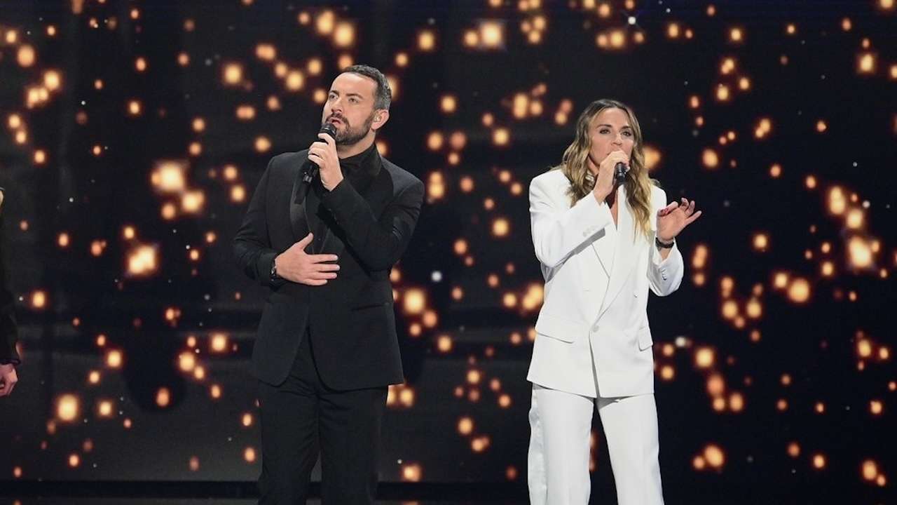 Royal Variety Performance 2023 - Ben Forster and Melanie C perform a song from Blood Brothers. Photo ITV