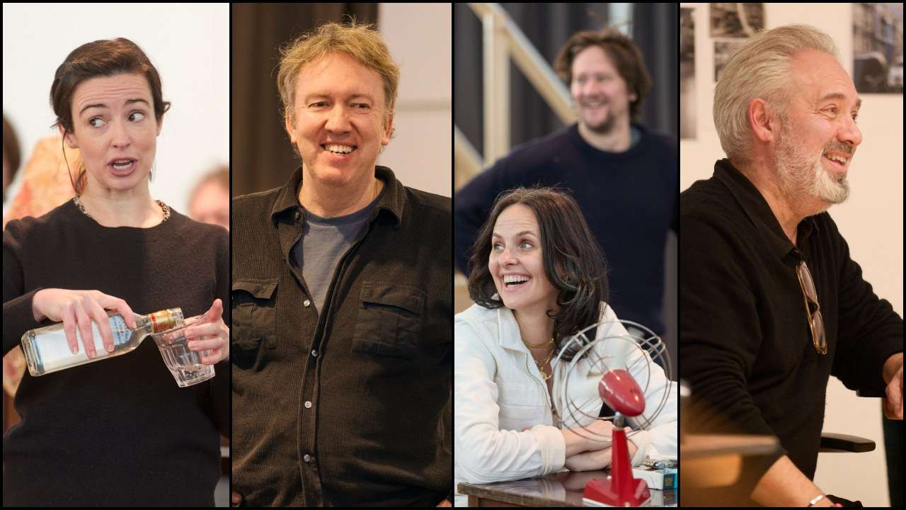 The Hills of California - Rehearsal photo. Photos by Mark Douet. Laura Donnelly, Richard Lumsden, Leanne Best & Bryan Dick, Sam Mendes