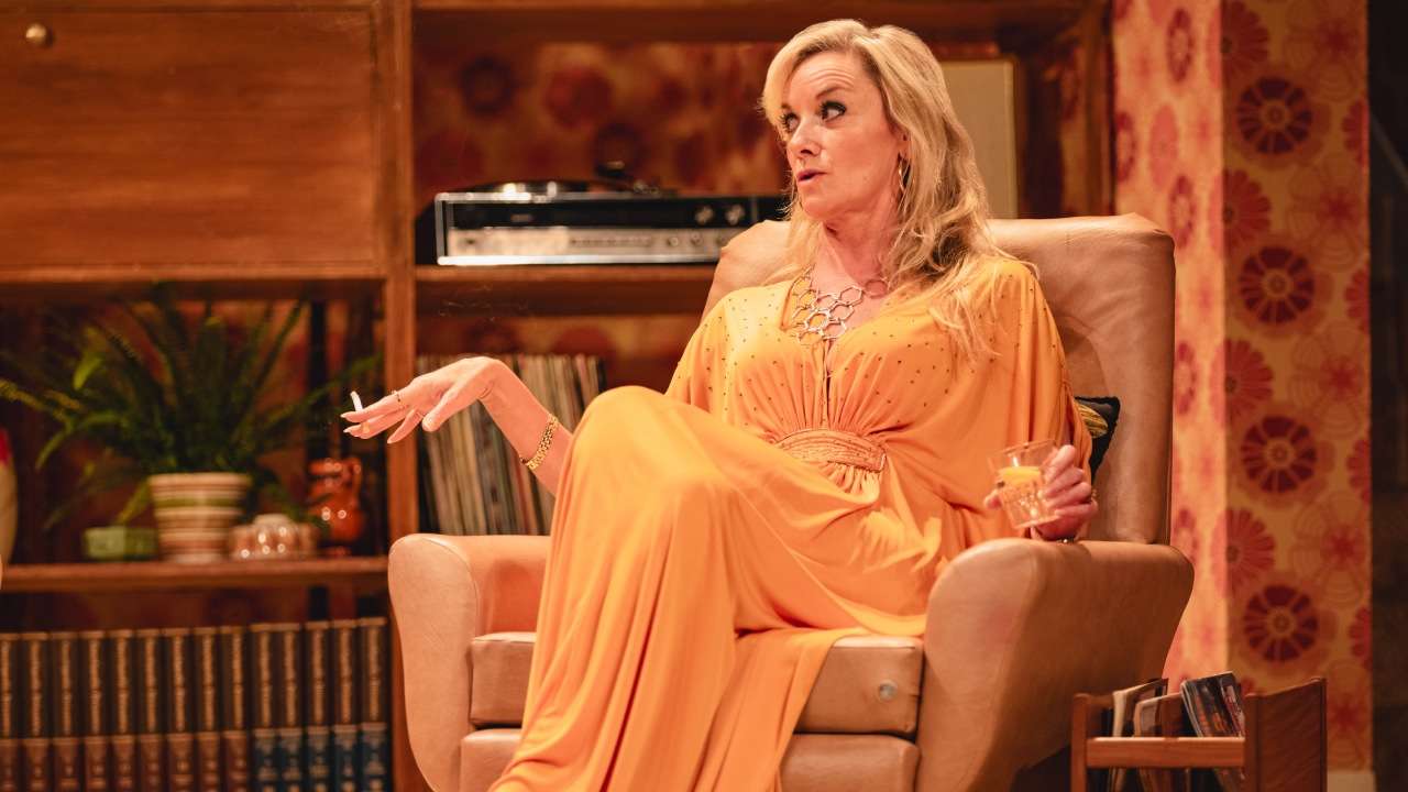 Abigail's Party at Stratford East. Tamzin Outhwaite as Beverley. Photo by Mark Senior