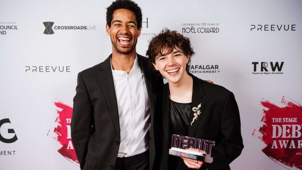 Jack Wolfe & Alfred Enoch at The Stage Debut Awards 2024. Photo by Alex Brenner