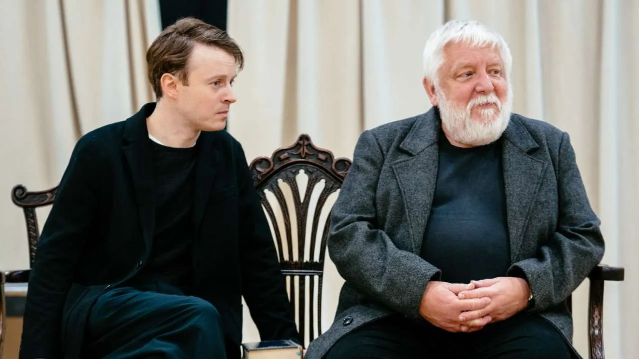 Matthew Tennyson & Simon Russell Beale in rehearsals. The Invention of Love - Hampstead Theatre. Photo by Helen Murray