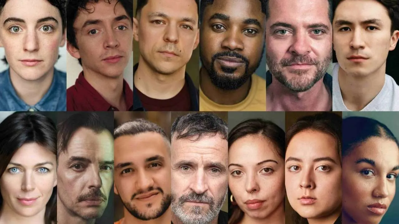 Head shots: First line L-R: Annabel Baldwin, Samuel Blenkin, James Cooney, Daniel Davids, Kieran Garland, and Brandon Grace. Second line L-R: Claudia Harrison, Paul Hilton, Felipe Pacheco, Tom Peters, Marienella Phillips, Ami Tredrea and Romaya Weaver