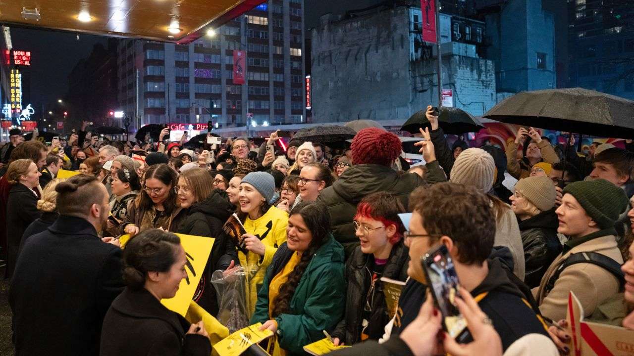 Operation Mincemeat on Broadway - First preview. Outside the Golden Theatre. Photo by Julieta Cervantes
