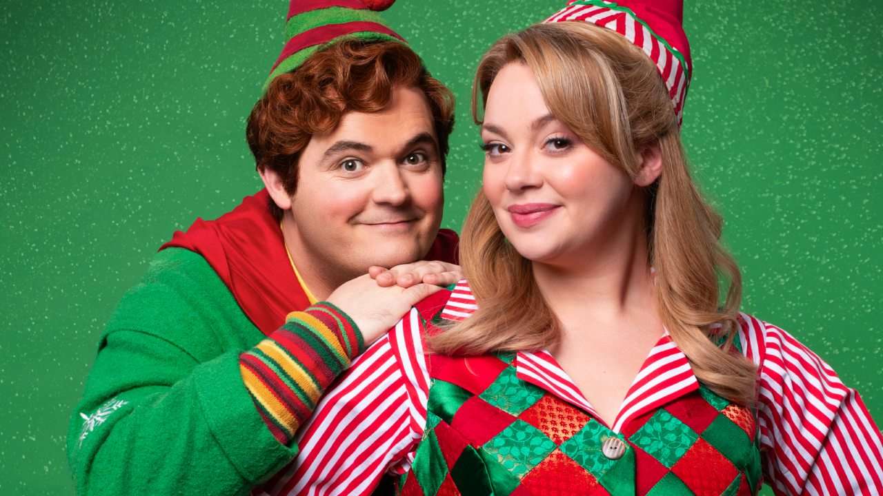 Elf The Musical at the Aldwych Theatre London. Joel Montague & Carrie Hope Fletcher. Photo by Matt Crockett