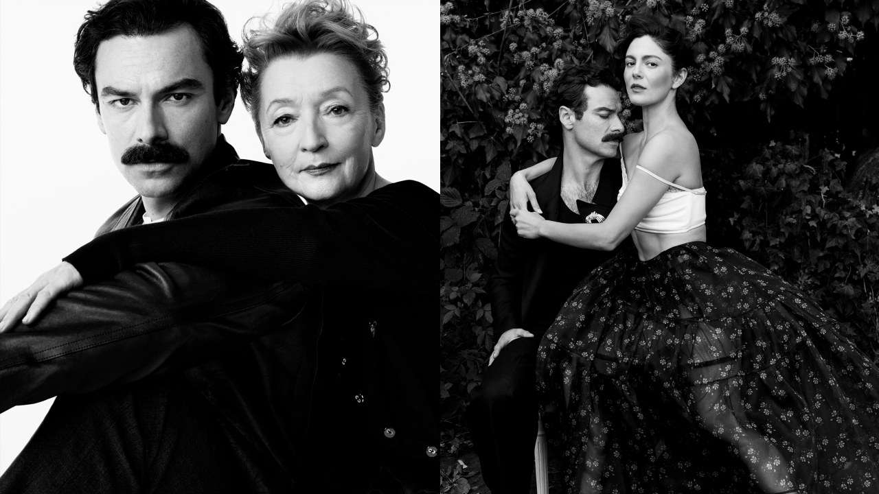 British Vogue February 2026 issue. The cast of Les Liaisons Dangereuses - Lesley Manville, Aidan Turner & Monica Barbaro (Photo by Scott Trindle)