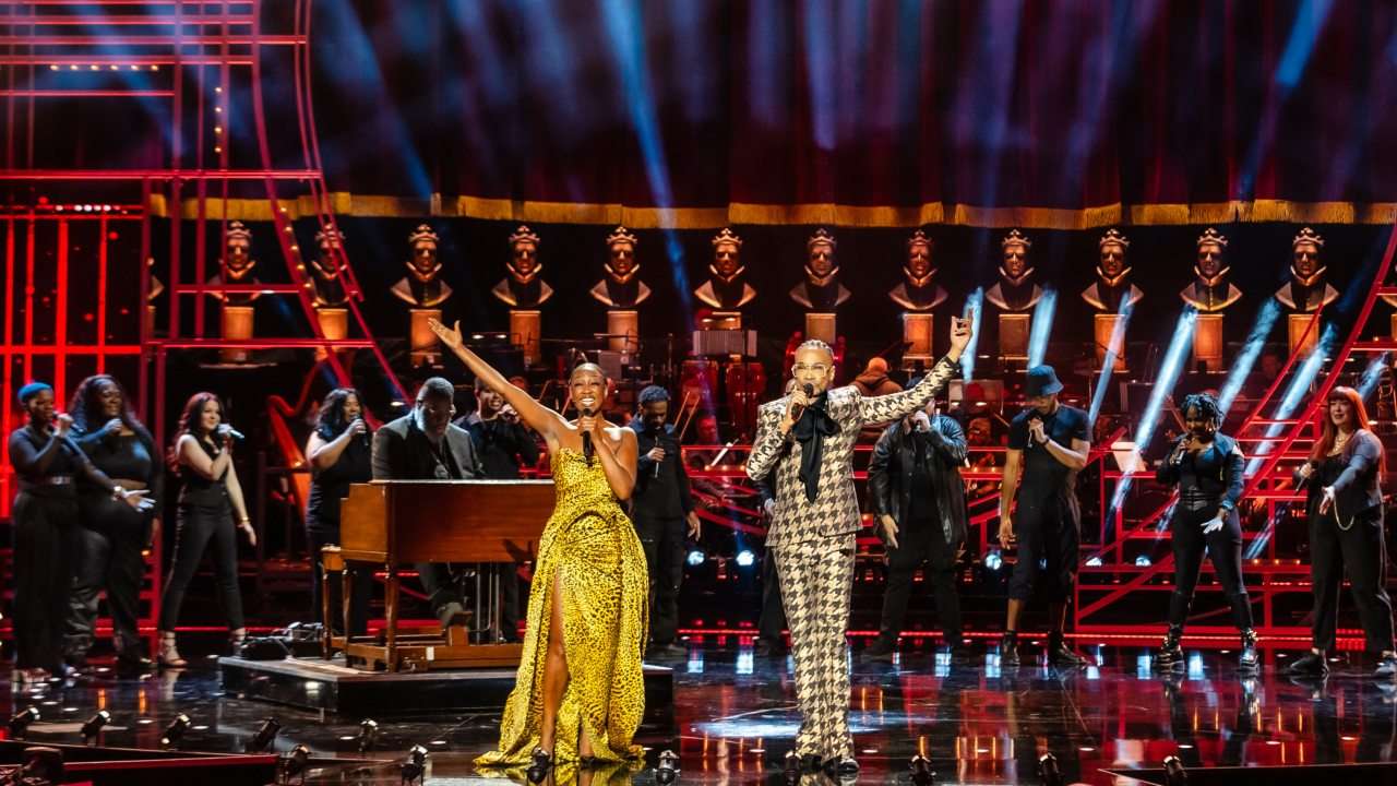 Olivier Awards 2025 - Hosts Beverley Knight and Billy Porter. Photo by Pamela Raith