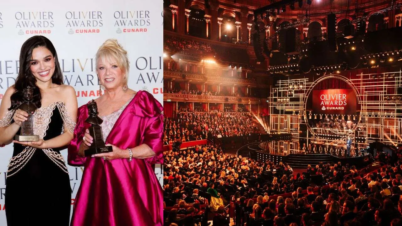 Olivier Awards 2026 London. Rachel Zegler and Elaine Paige. Photo Kashfi Khan). Royal Albert Hall (Photo Charlie Flint)