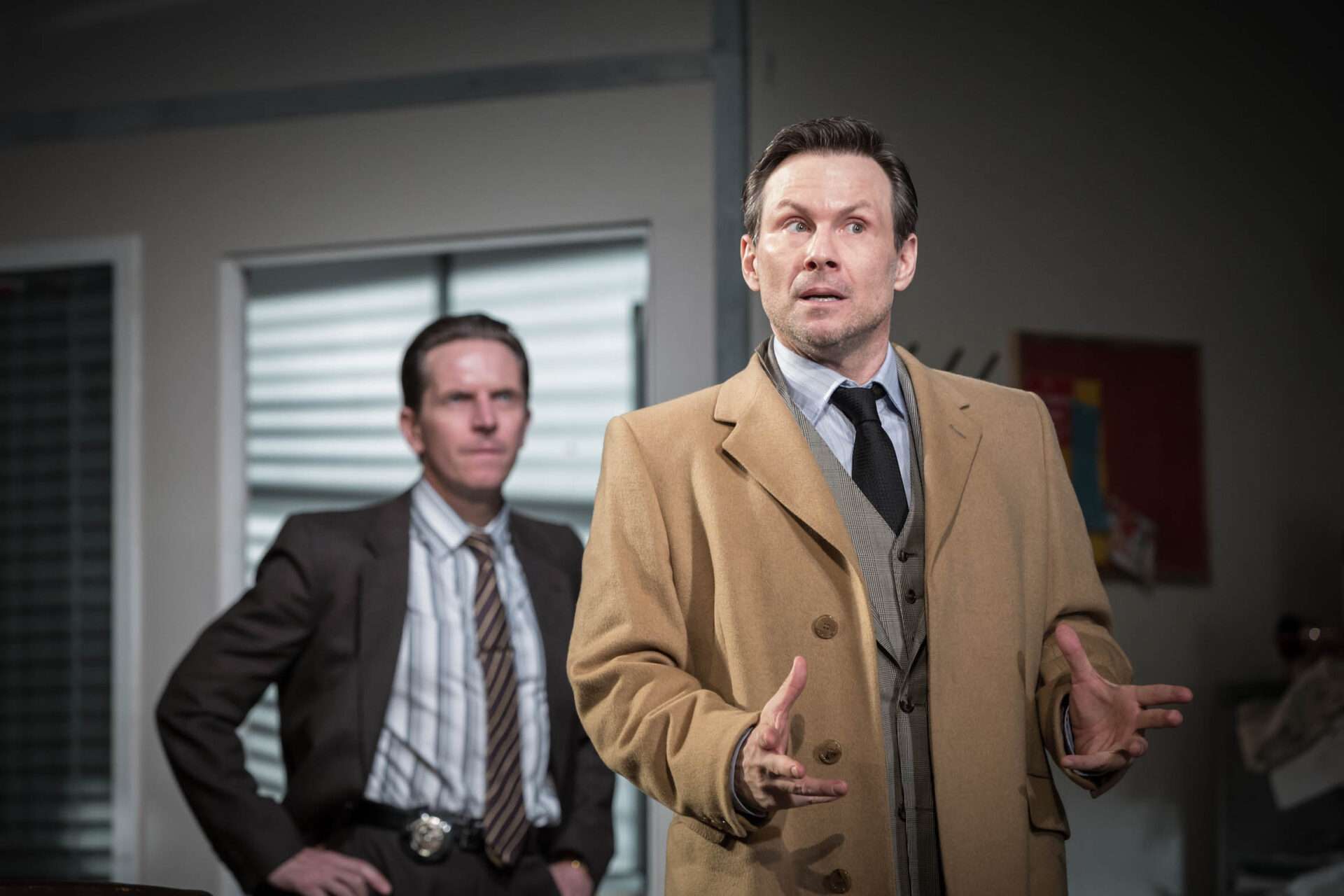 Glengarry Glen Ross - Oliver Ryan and Christian Slater. Photo by Marc Brenner