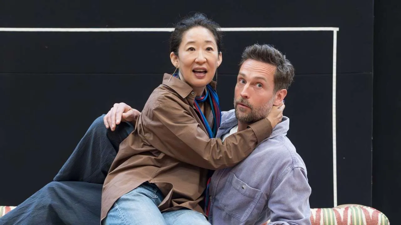 The Misanthrope - National Theatre in rehearsals. Sandra Oh and Tom Mison. Photo by Marc Brenner