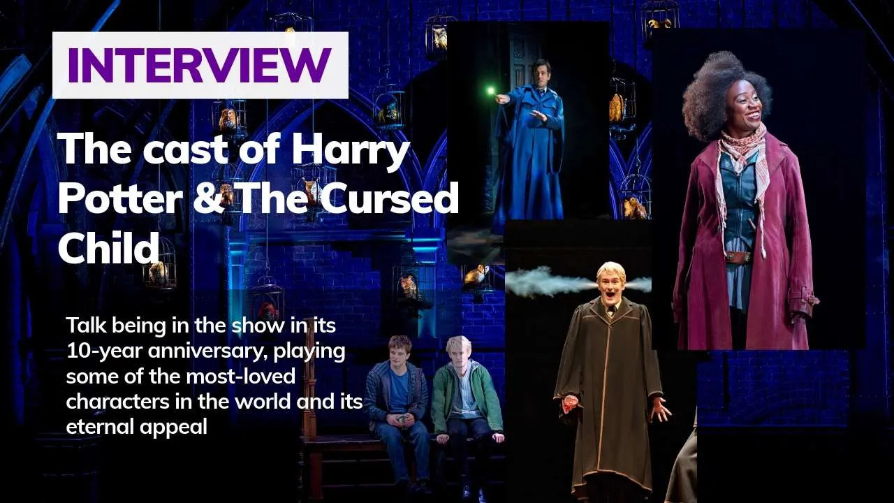 Cover for Harry Potter and Cursed child interview featuring several cast members