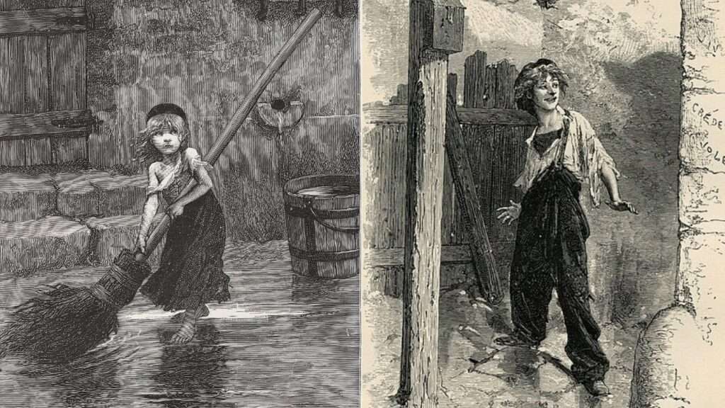 Engravings of Cosette and Gavroche from Victor Hugo's Les Misérables. Images: Public Domain