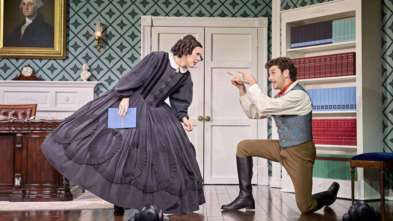 OH, MARY! Cole Escola (Mary Todd Lincoln) and Michael Urie (Mary's Teacher). Photo by Manuel Harlan