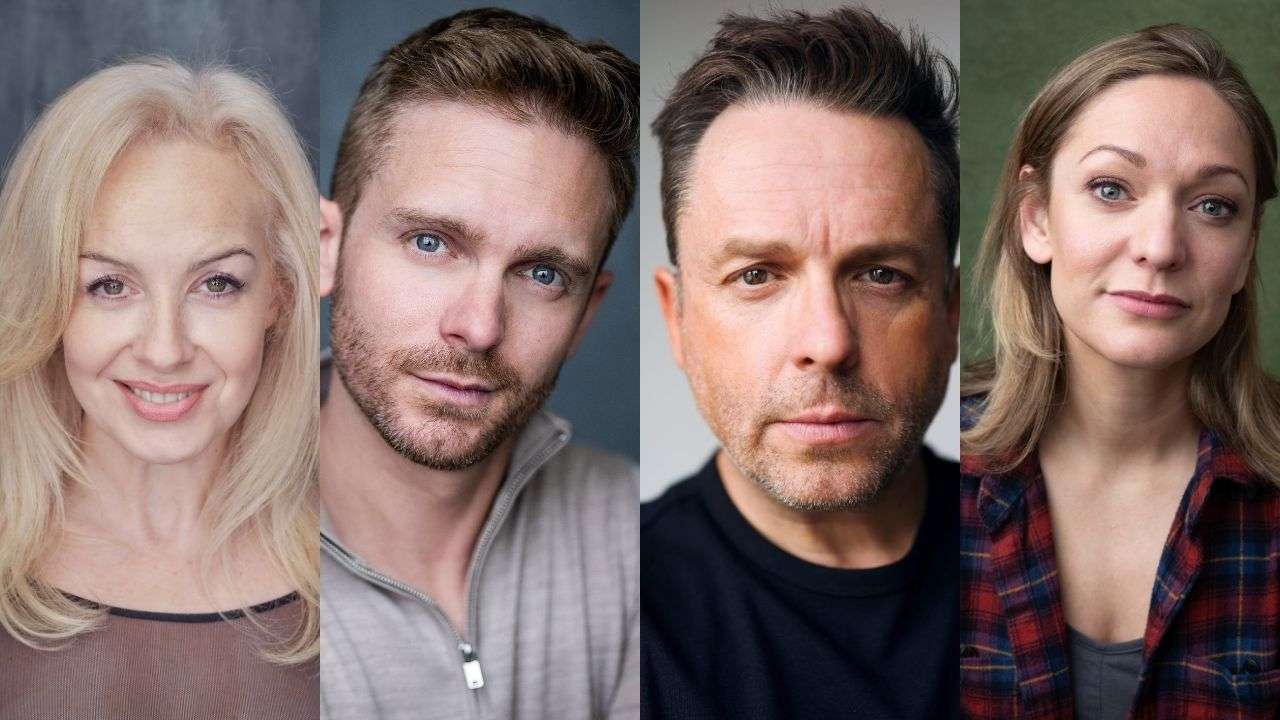 Collage of four adults posing for portraits, two women and two men, looking at the camera.