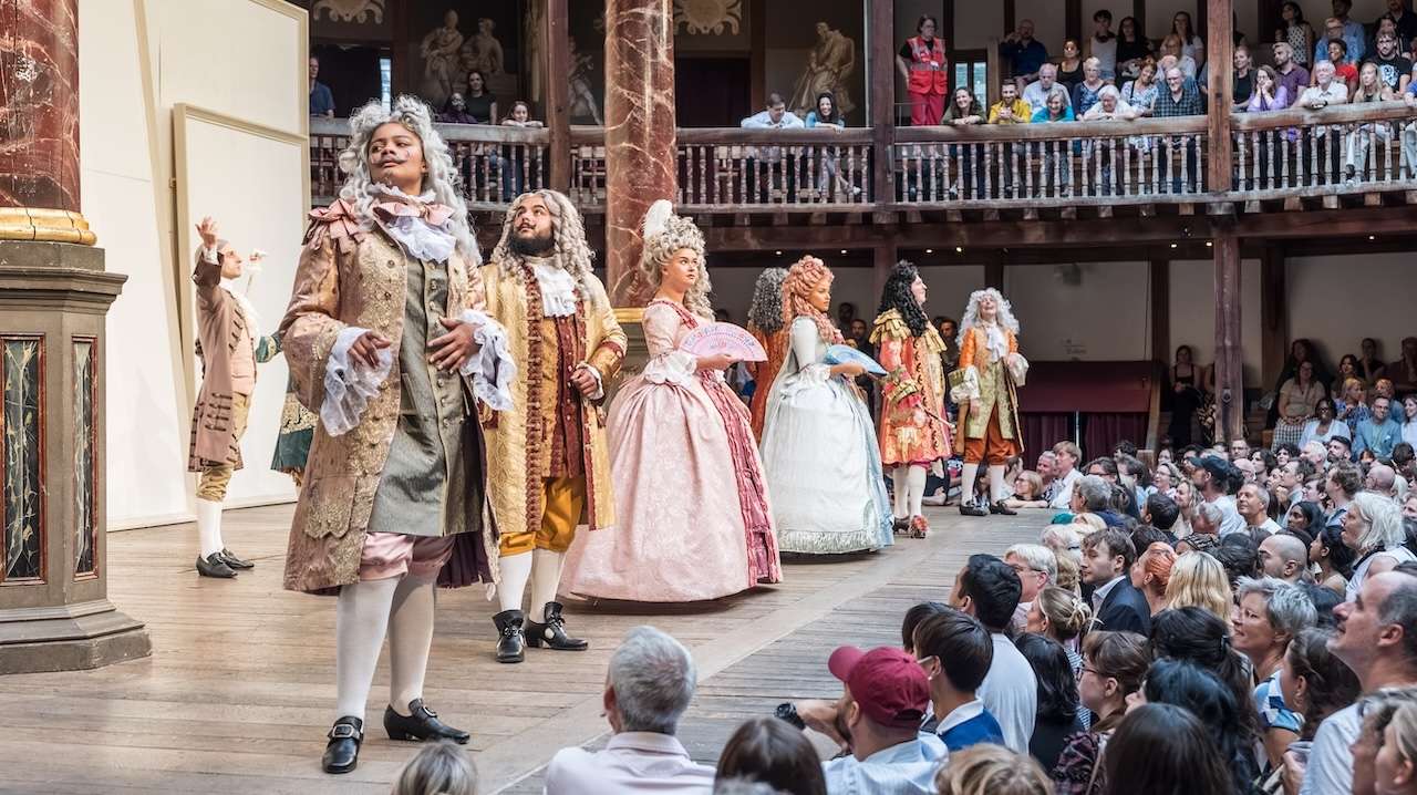 The company in As You Like It at Shakespeare's Globe. Photos by Marc Brenner