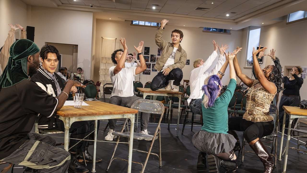 The cast of RENT in rehearsals. Photo by Pamela Raith.