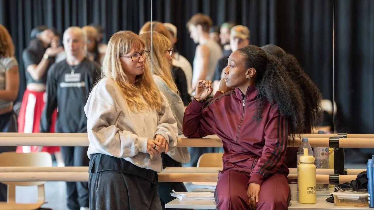 Book and Lyrics, Director and Choreographer Kate Prince and Beverley Knight MBE (Emmeline Pankhurst) in rehearsals for Sylvia: A Musical Revolution. Credit: Johan Persson