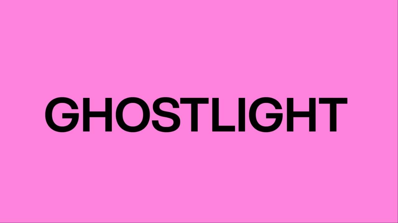 Bright pink background with black writing reading: 'Ghostlight' in capital letters