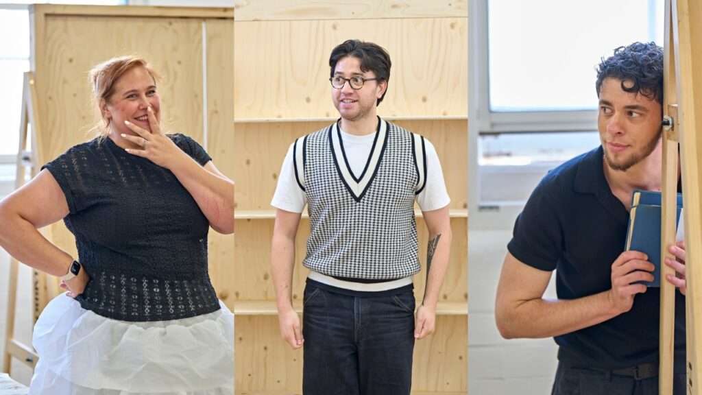 OH, MARY! Rehearsals. Lucy Frederick (Mary's Chaperone), Syrus Lowe (Mary's Husband) and Vinnie Heaven (Mary's Teacher). Photo by Manuel Harlan