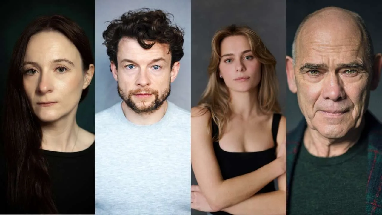 Four portrait headshots in a row for The Master Builder
