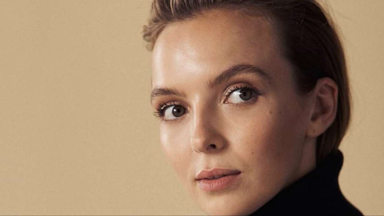 close-up portrait of actress Jodie Comer, looking directly at the camera